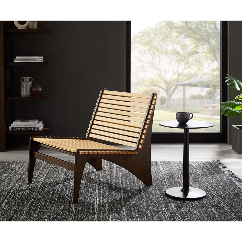 Maklaine Lounge Chair in Solid Bamboo with Coffee and Sand Finish