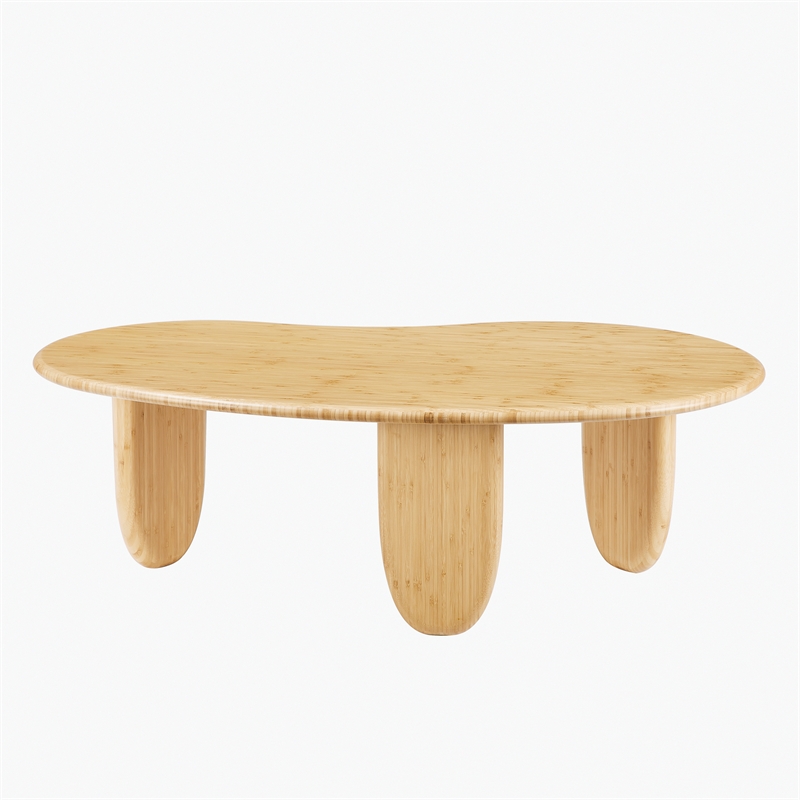 Maklaine Coffee Table in Wheat Finish Bamboo with Sculptural Design