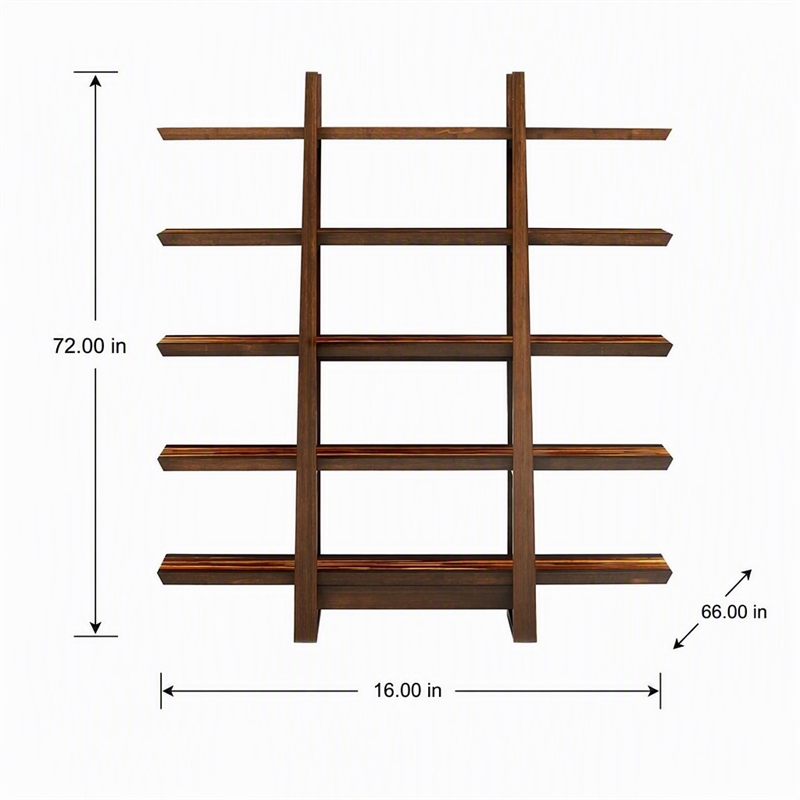 Maklaine Bamboo Shelf in Coffee Finish with Bengal Cinnamon Stripe Inlay