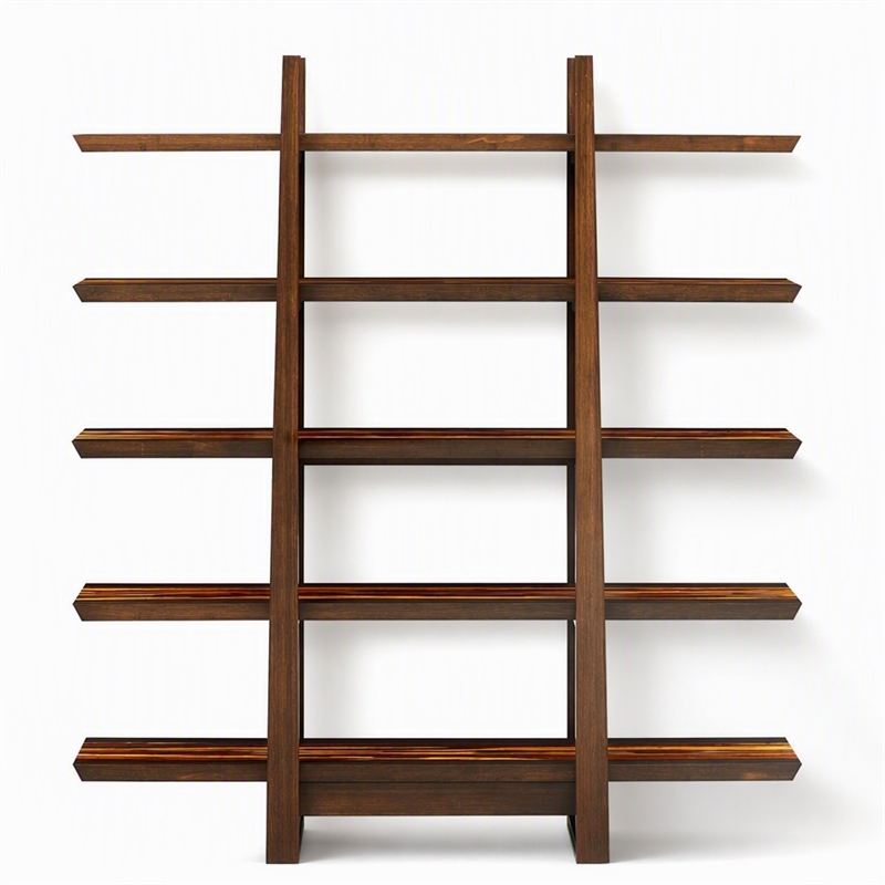 Maklaine Bamboo Shelf in Coffee Finish with Bengal Cinnamon Stripe Inlay