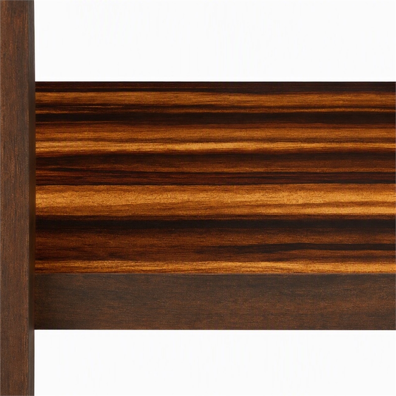 Maklaine Bamboo Shelf in Coffee Finish with Bengal Cinnamon Stripe Inlay