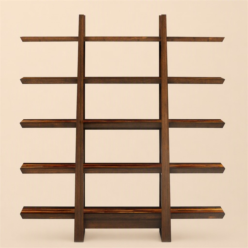 Maklaine Bamboo Shelf in Coffee Finish with Bengal Cinnamon Stripe Inlay
