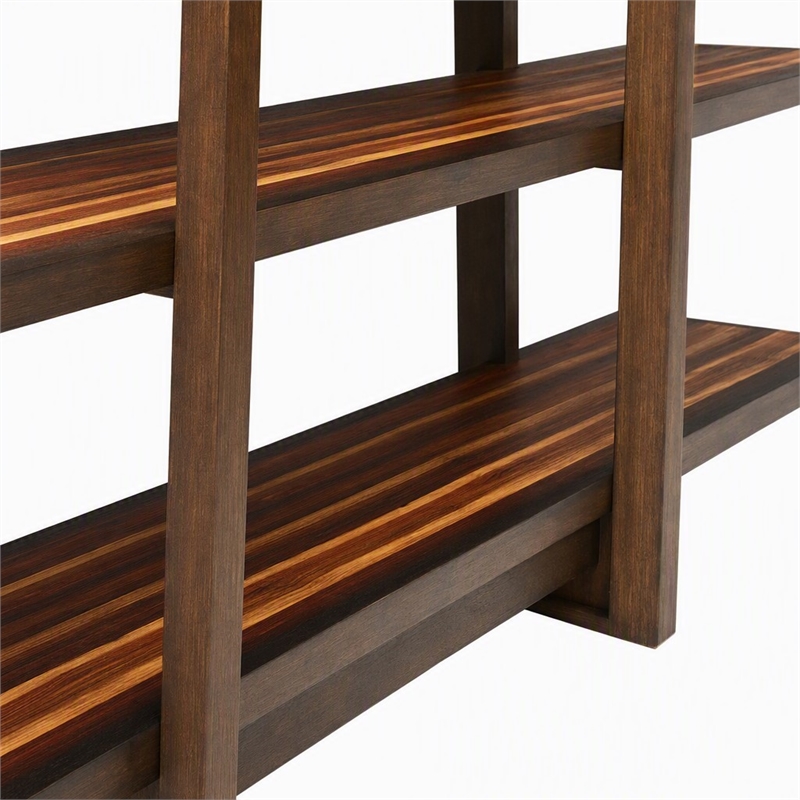 Maklaine Bamboo Shelf in Coffee Finish with Bengal Cinnamon Stripe Inlay
