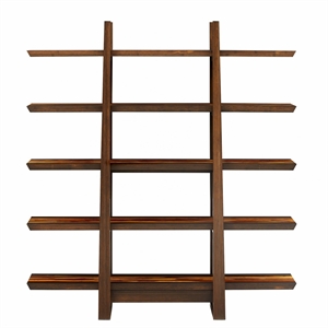 Maklaine Bamboo Shelf in Coffee Finish with Bengal Cinnamon Stripe Inlay