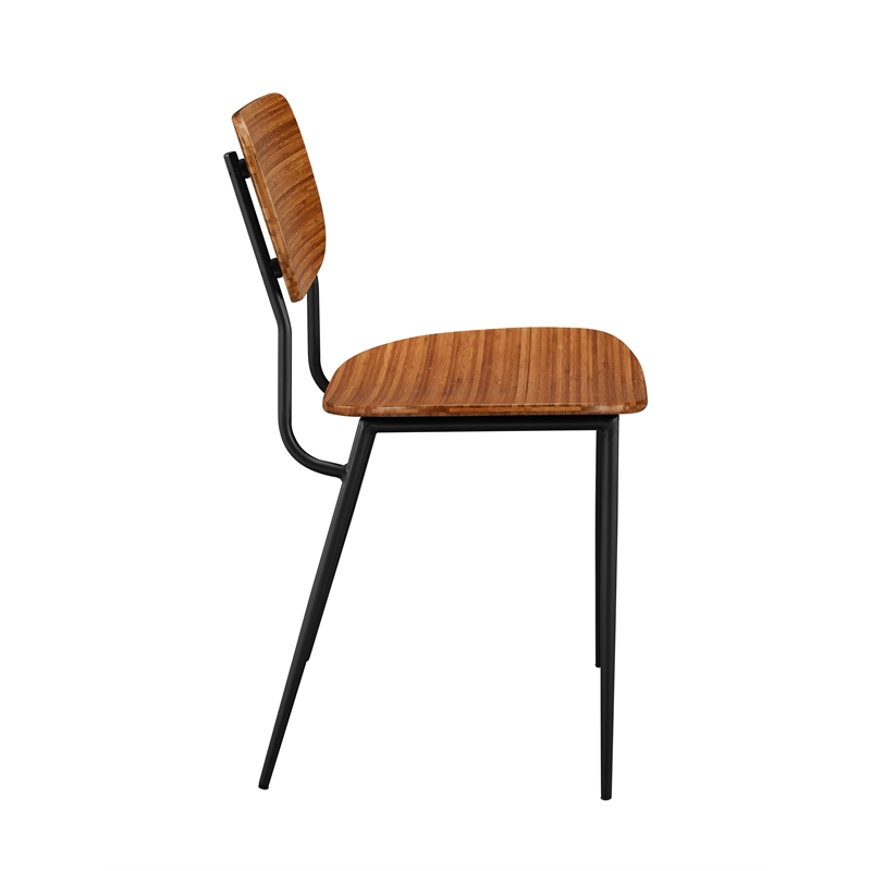 Maklaine Dining Chairs Solid Amber Bamboo & Black Frame Copper Set of 2