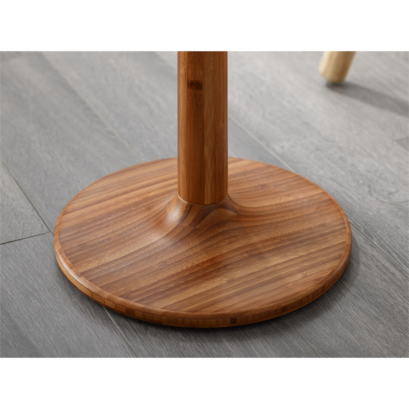 Maklaine Round Side Table Amber Bamboo 20.75 in H x 16 in W x 16 in D