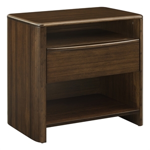 Maklaine Nightstand with Coffee Finish and Solid Bamboo Frame