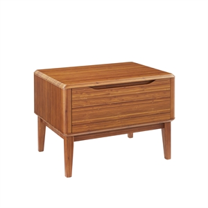 Maklaine Copper Bamboo Nightstand with Dovetail Drawer