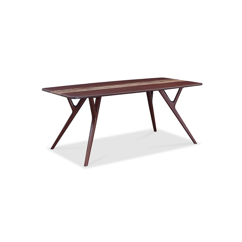 Maklaine Dining Table in Burgundy with Solid Bamboo Construction