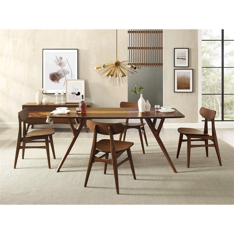 Maklaine Dining Table in Burgundy with Solid Bamboo Construction