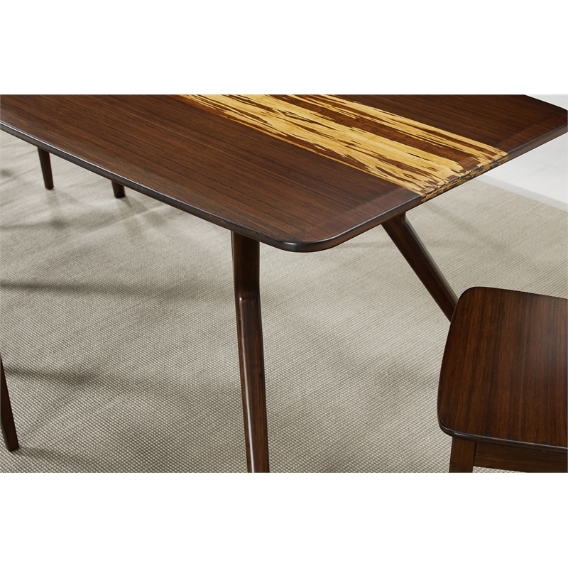 Maklaine Dining Table in Burgundy with Solid Bamboo Construction