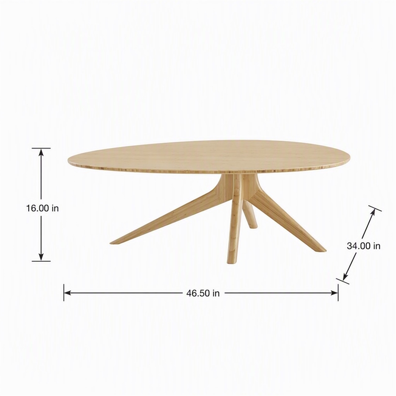Maklaine Coffee Table in Sand Bamboo Finish with Oval Top