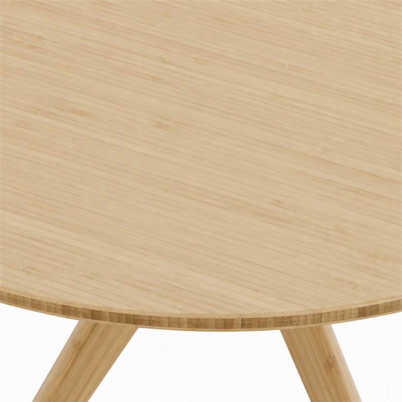 Maklaine Coffee Table in Sand Bamboo Finish with Oval Top