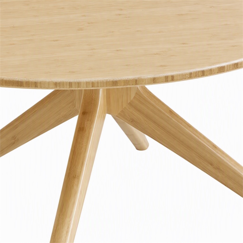 Maklaine Coffee Table in Sand Bamboo Finish with Oval Top