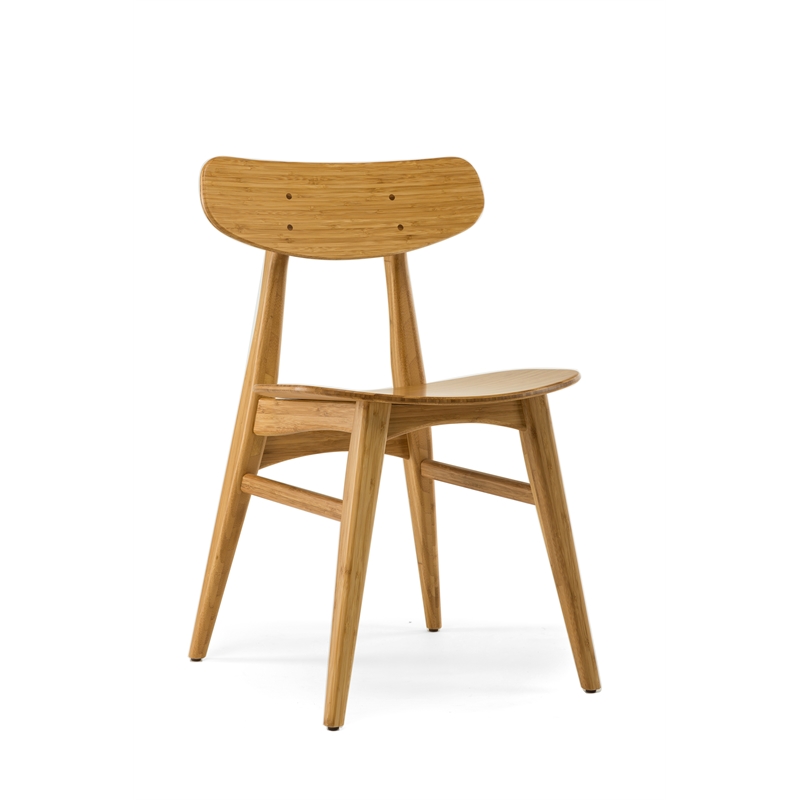 Maklaine Dining Chair in Sand with Solid Bamboo Material (Set of 2)