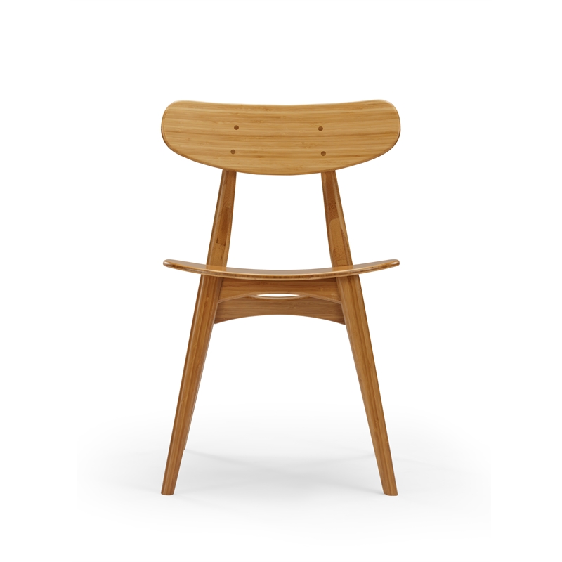 Maklaine Dining Chair in Sand with Solid Bamboo Material (Set of 2)