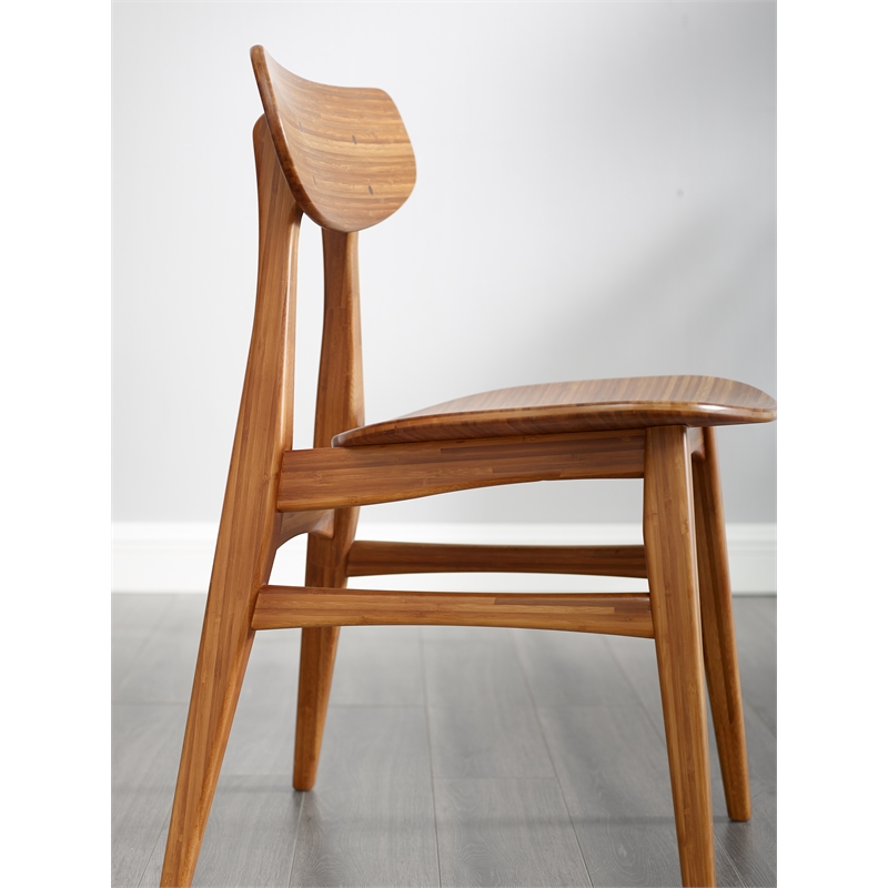 Maklaine Mid-Century Dining Chair in Copper Bamboo Finish (Set of 2)