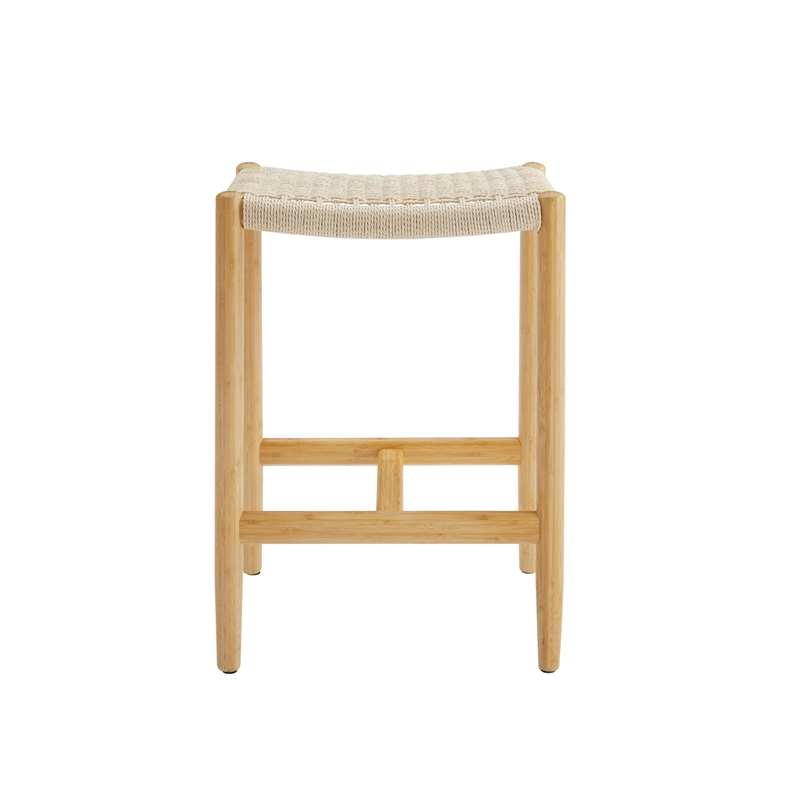 Maklaine Counter Height Stool in Wheat Bamboo with Twisted Cord Seat