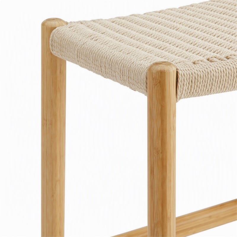 Maklaine Counter Height Stool in Wheat Bamboo with Twisted Cord Seat