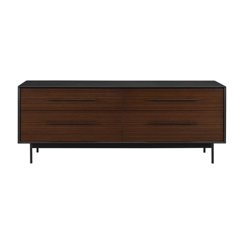 Maklaine 4 Drawer Double Dresser in Crimson Bamboo