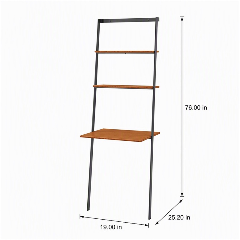 Maklaine Leaning Desk in Bamboo with Black Uprights