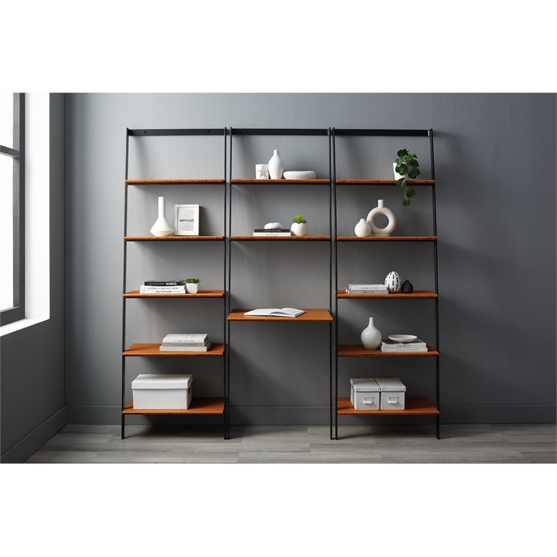 Maklaine Leaning Desk in Bamboo with Black Uprights