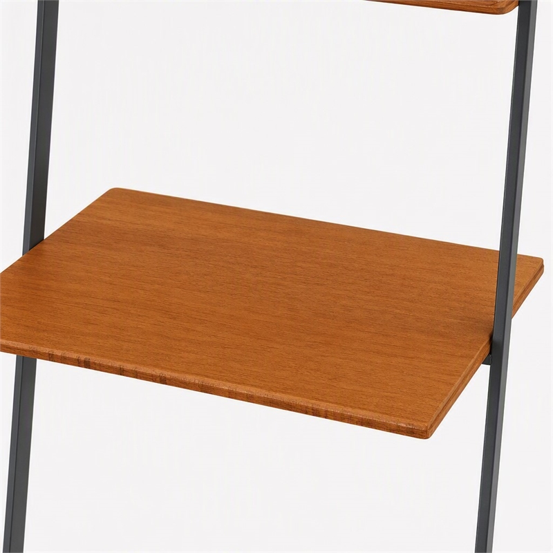 Maklaine Leaning Desk in Bamboo with Black Uprights