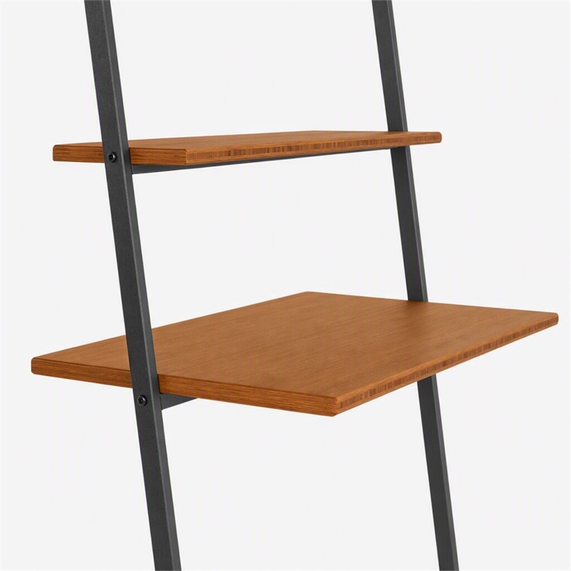 Maklaine Leaning Desk in Bamboo with Black Uprights