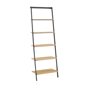 Maklaine Leaning Shelf with Solid Bamboo Shelves and Wheat Finish