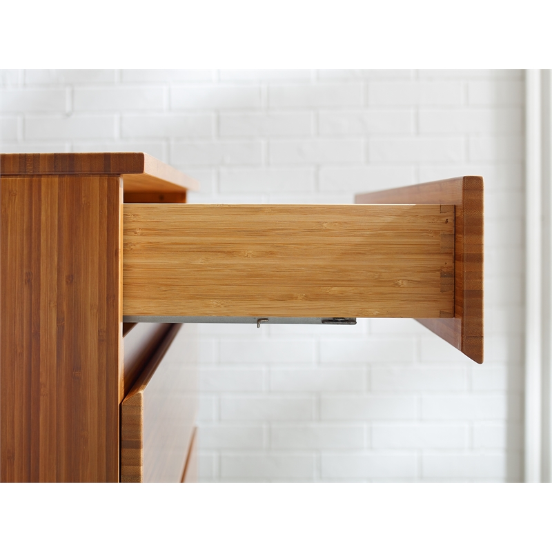 Maklaine 4 Drawer Bamboo High Chest in Amber Finish