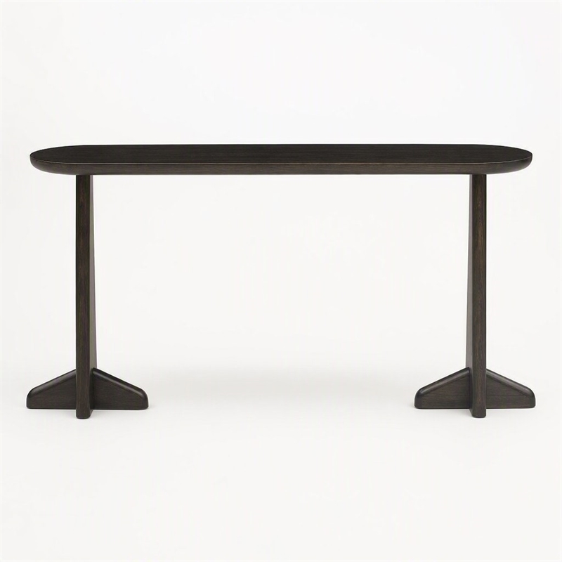 Maklaine Console Table in Charcoal Bamboo with Scratch-Resistant Protectors