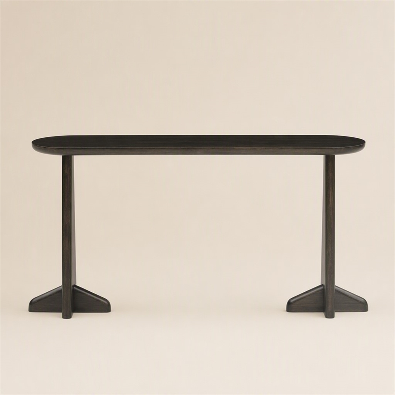 Maklaine Console Table in Charcoal Bamboo with Scratch-Resistant Protectors