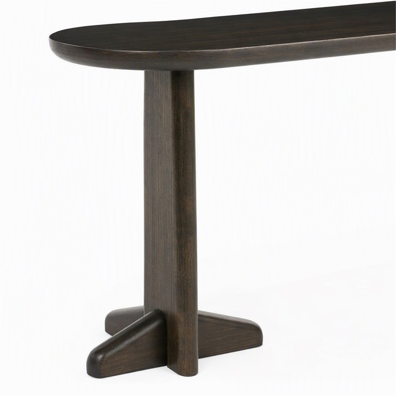 Maklaine Console Table in Charcoal Bamboo with Scratch-Resistant Protectors