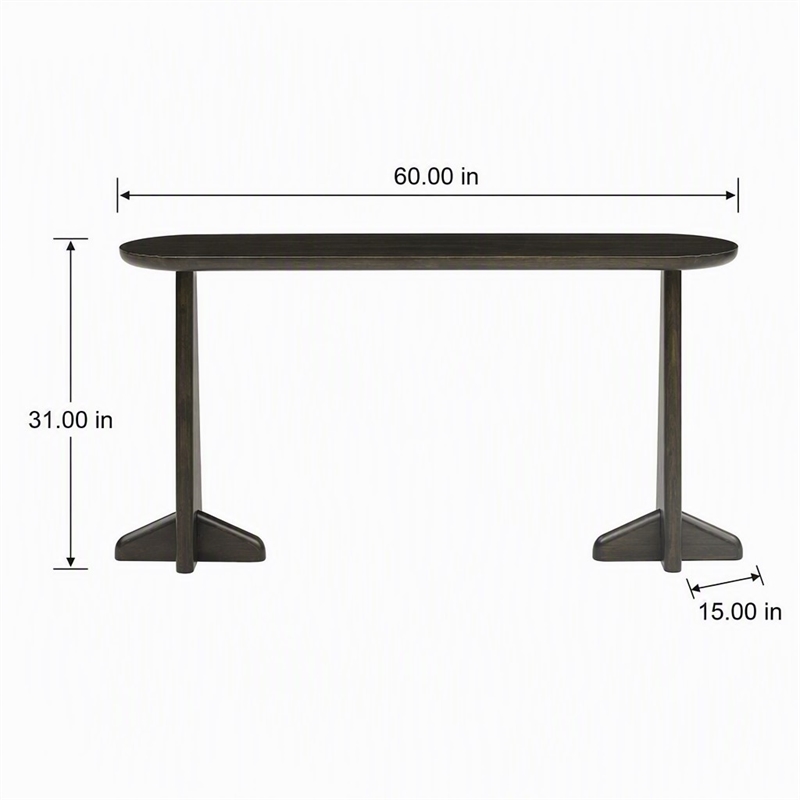 Maklaine Console Table in Charcoal Bamboo with Scratch-Resistant Protectors