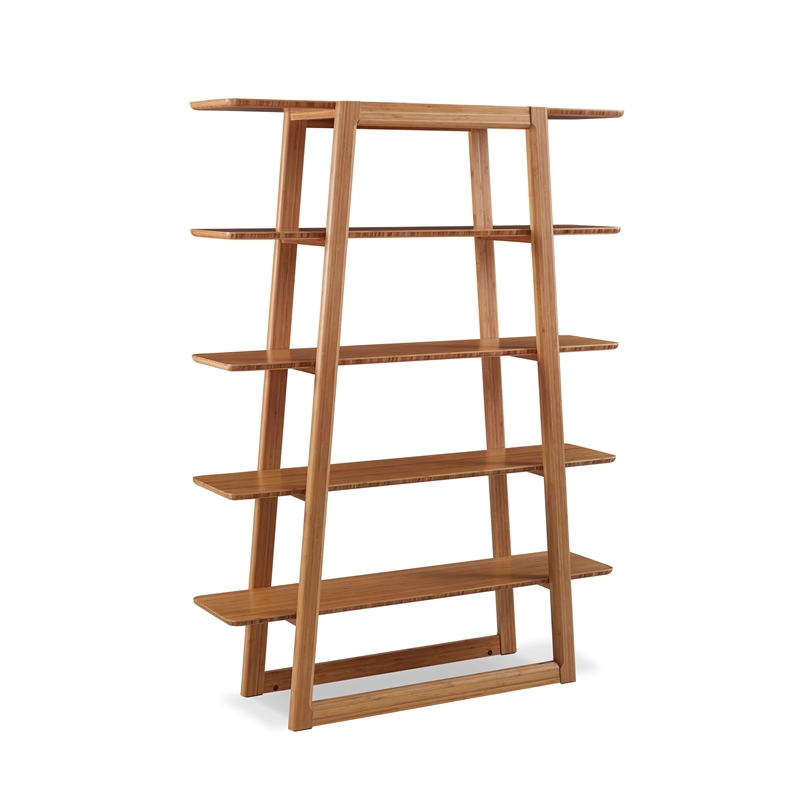 Maklaine Bamboo Bookshelf in Golden Finish with Scratch Protectors