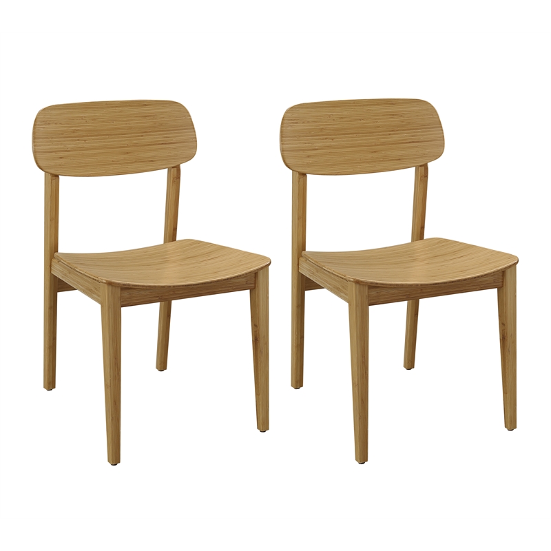 Maklaine Dining Chair in Golden Bamboo Finish (Set of 2)