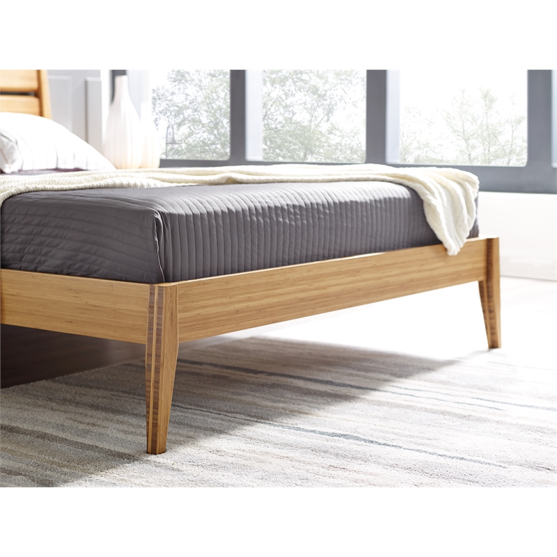Maklaine King Platform Bed with Golden Finish and Bamboo Slat System