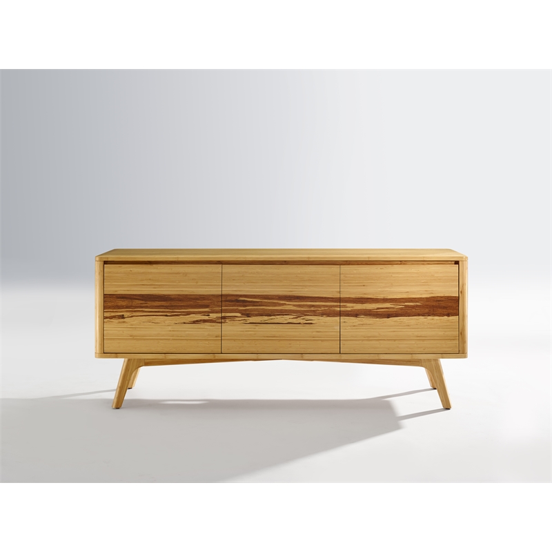 Maklaine Media Cabinet in Solid Bamboo with Golden Finish