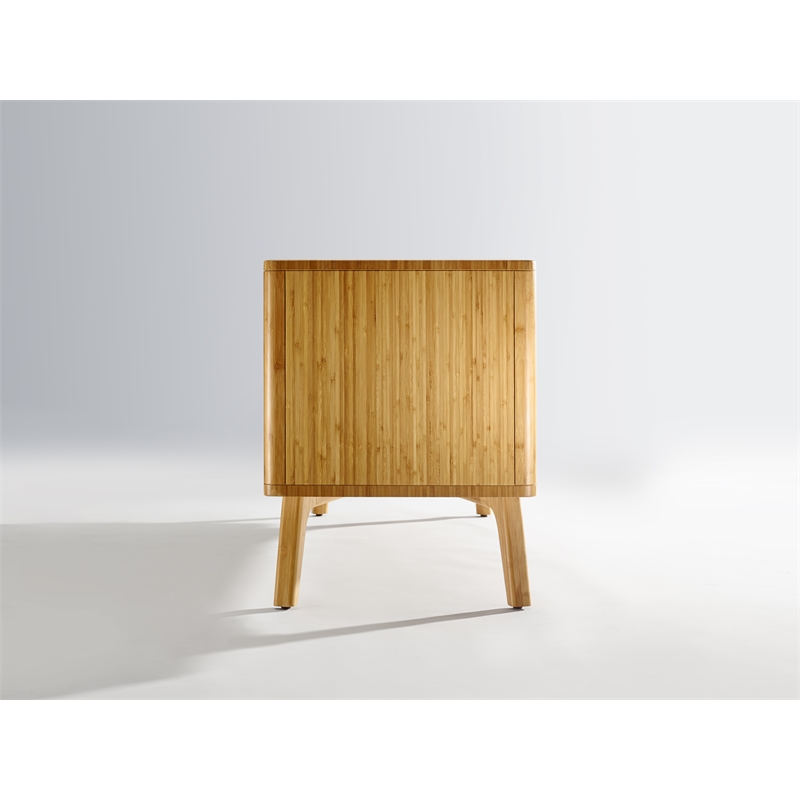 Maklaine Media Cabinet in Solid Bamboo with Golden Finish