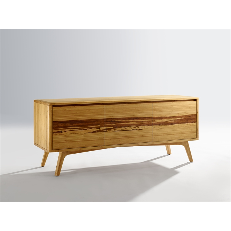 Maklaine Media Cabinet in Solid Bamboo with Golden Finish