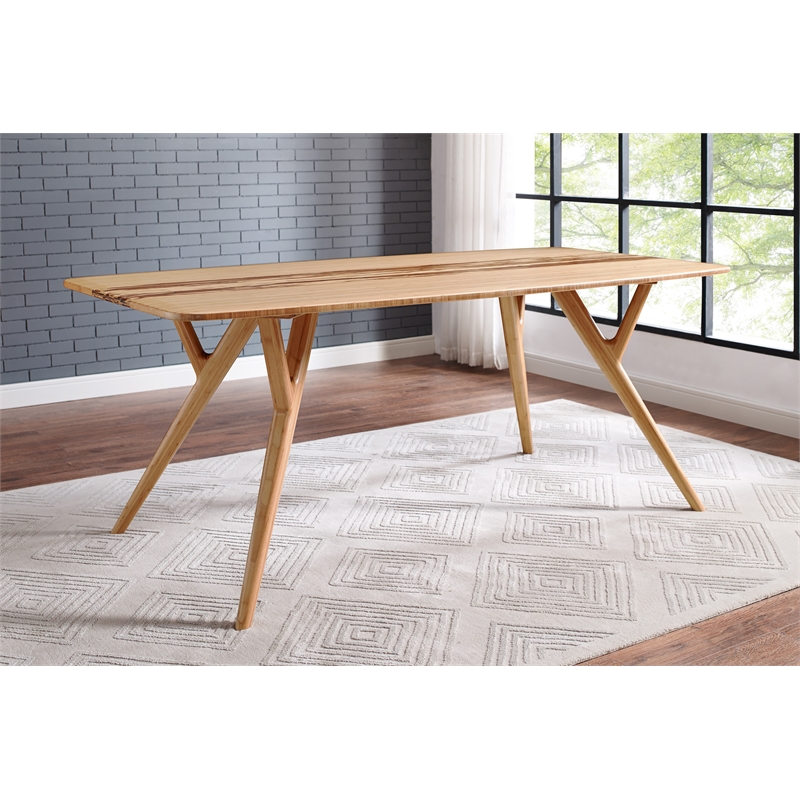Maklaine Dining Table in Solid Bamboo with Golden Finish