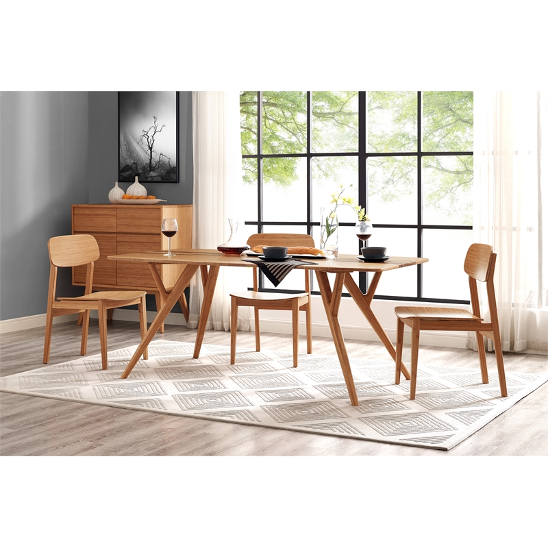 Maklaine Dining Table in Solid Bamboo with Golden Finish