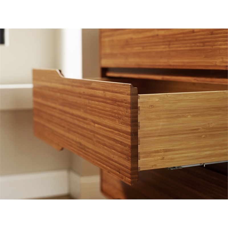 Maklaine 6 Drawer Bamboo Double Dresser with Soft Close in Copper