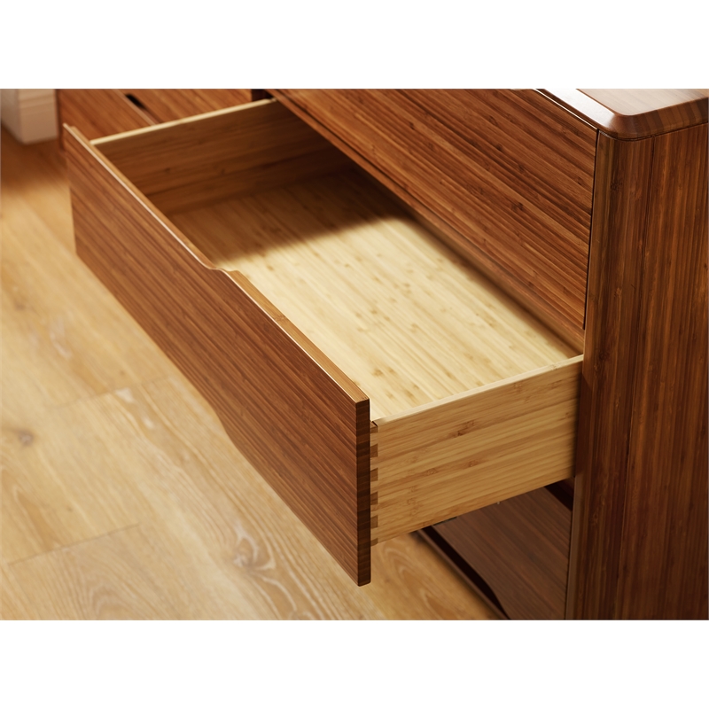 Maklaine 6 Drawer Bamboo Double Dresser with Soft Close in Copper