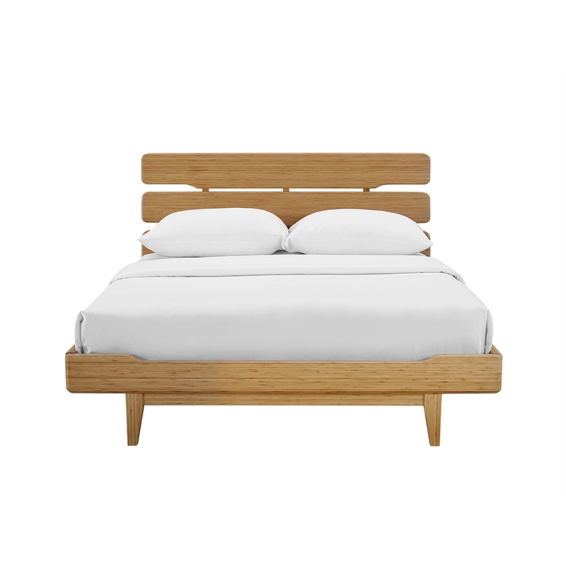Maklaine King Bamboo Platform Bed with Slat System in Golden Finish
