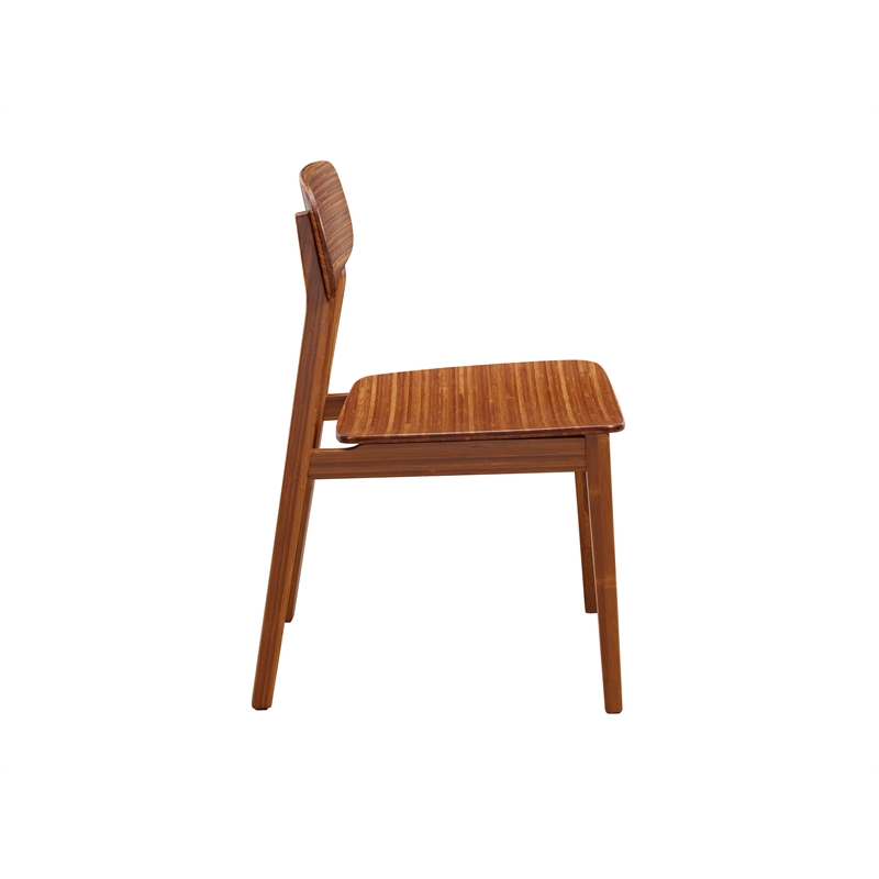 Maklaine Set of 2 Solid Bamboo Dining Chairs with Curved Back in Copper