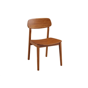 Maklaine Set of 2 Solid Bamboo Dining Chairs with Curved Back in Copper