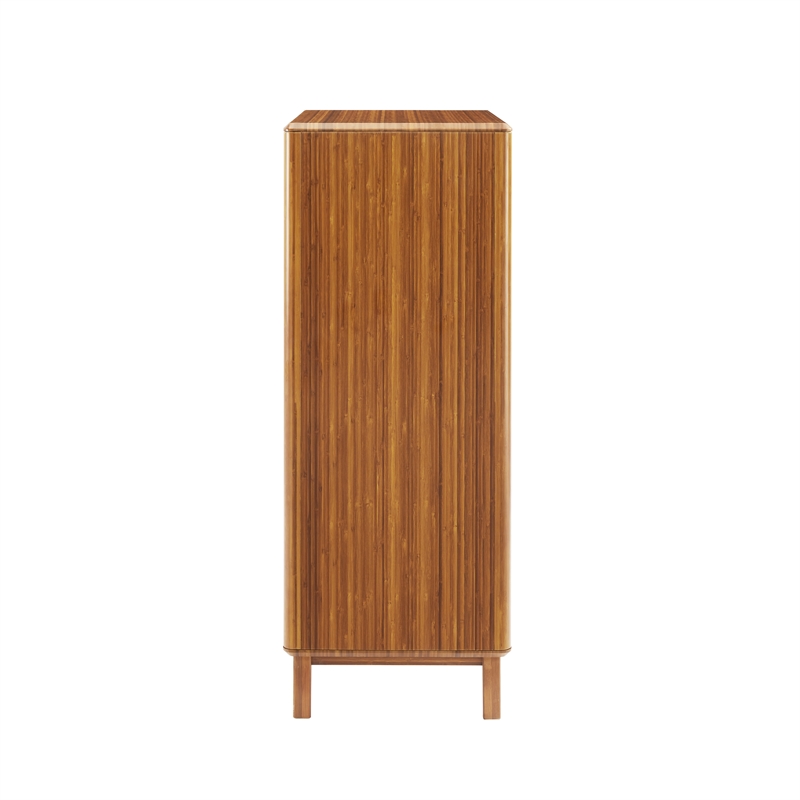 Maklaine 5 Drawer Bamboo High Chest with Soft Close Glides in Copper