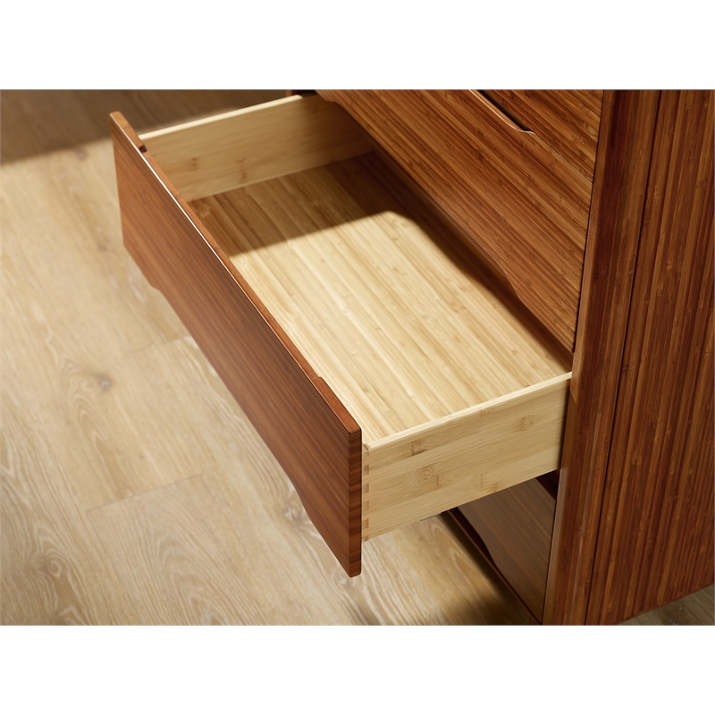 Maklaine 5 Drawer Bamboo High Chest with Soft Close Glides in Copper
