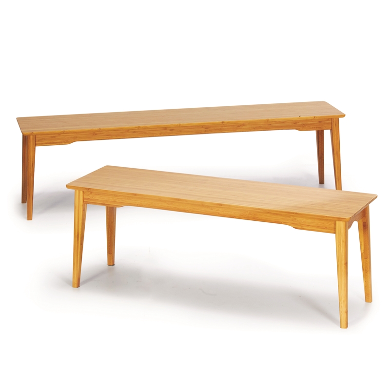 Maklaine Solid Bamboo Fully Assembled Long Dining Bench in Golden